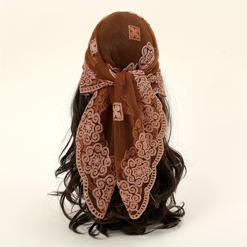 2025. aasta piiriülene uus Euroopa ja Ameerika 31.5 elegantne hingav taskurätik-sall 31.5 pitsilise lillemustriga