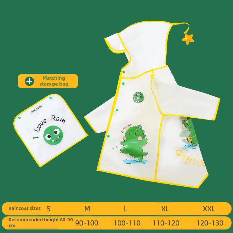 Детски дъждобран за момче, прозрачна козирка, жълто пончо с патица, удължен по цялото тяло, водоустойчив комплект за момичета с динозавърски мотиви