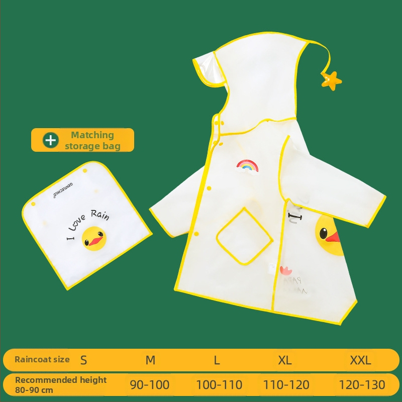 Детски дъждобран за момче, прозрачна козирка, жълто пончо с патица, удължен по цялото тяло, водоустойчив комплект за момичета с динозавърски мотиви