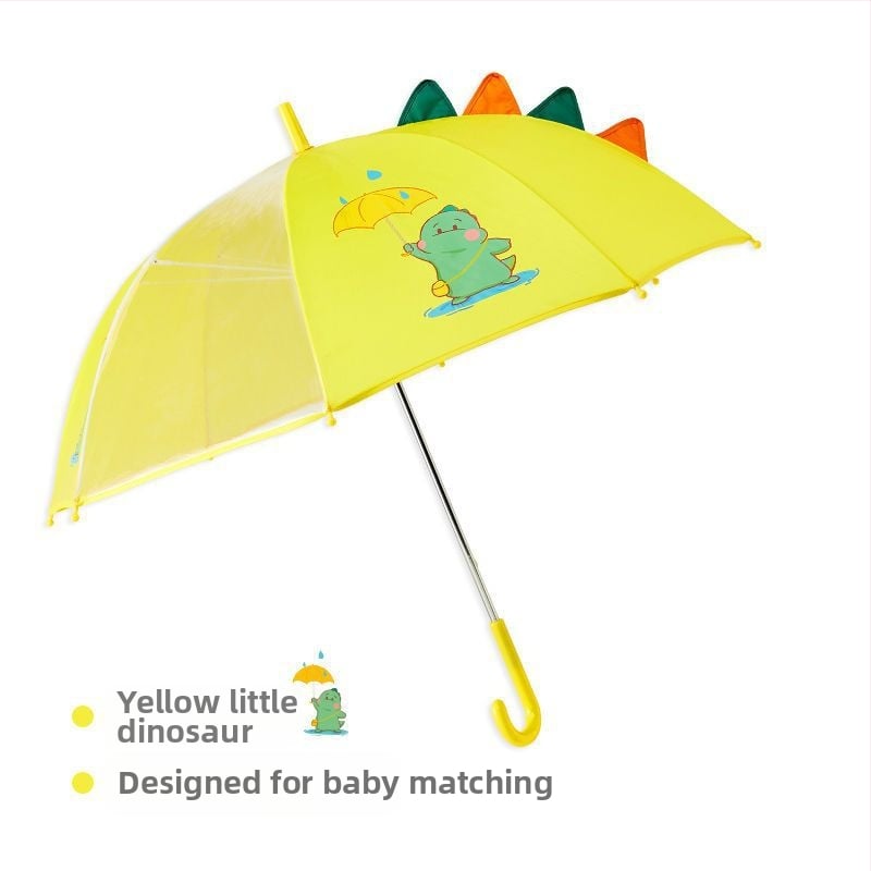 Детски дъждобран за момче, прозрачна козирка, жълто пончо с патица, удължен по цялото тяло, водоустойчив комплект за момичета с динозавърски мотиви