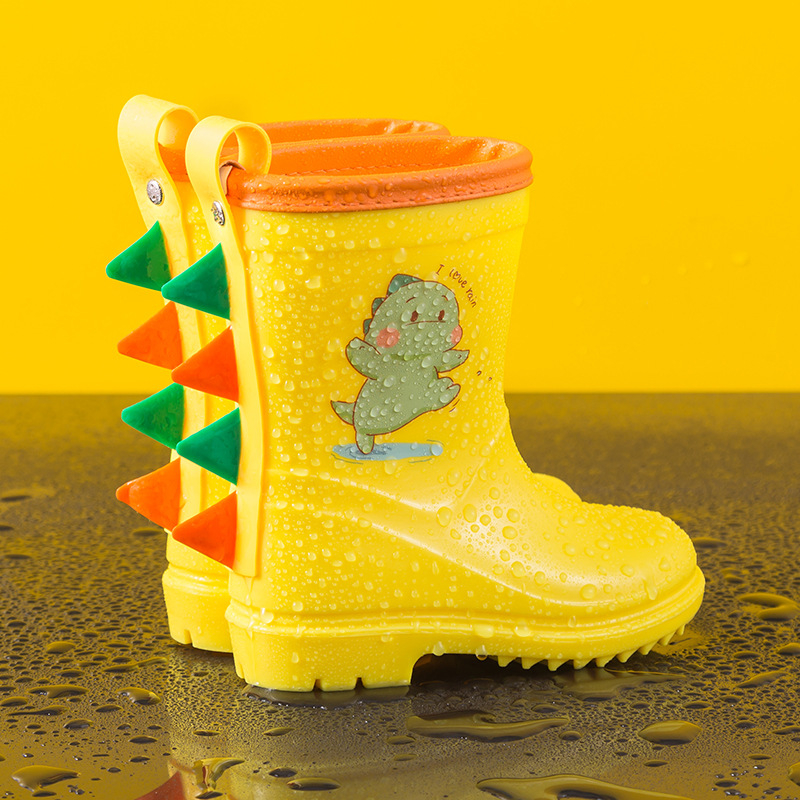 Детски дъждобран за момче, прозрачна козирка, жълто пончо с патица, удължен по цялото тяло, водоустойчив комплект за момичета с динозавърски мотиви