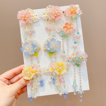 Παιδική αντίκα φουρκέτα για κορίτσια με φιόγκο, φουρκέτα με φιόγκο, μωρό, αρχαία δυναστεία Χαν, φούντα, αξεσουάρ μαλλιών, κινέζικα καπέλα