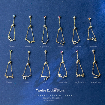 Ασημένιο δαχτυλίδι s925 γυναικείο σε κορεατικό στιλ, μοντέρνο, με δώδεκα δαχτυλίδια αστερισμών και ενσωματωμένα διαμάντια, κομψό δαχτυλίδι δείκτη για δάχτυλο με φωτεινές χάντρες, γυναικείο J4963