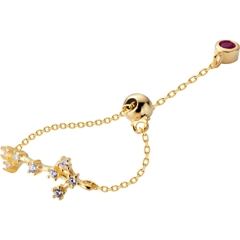 Inel din argint s925 pentru femei, stil coreean, la modă, inel elegant cu douăsprezece constelații, mărgele luminoase, inel pentru degetul arătător, J4963