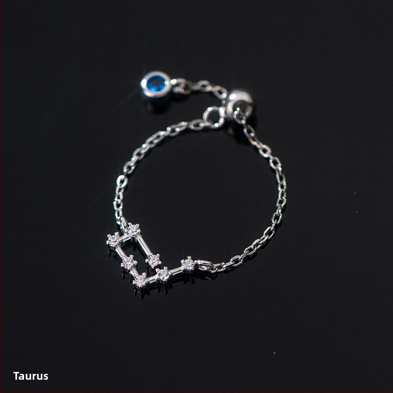 Dámsky strieborný prsteň s 925 v kórejskom štýle, módny, s diamantmi vsadenými, dvanástimi súhvezdiami, elegantný prsteň s svetelnými korálkami, ukazovák, dámsky prsteň J4963