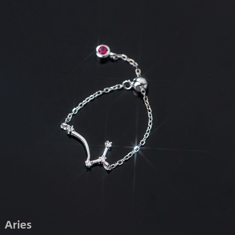 Dámsky strieborný prsteň s 925 v kórejskom štýle, módny, s diamantmi vsadenými, dvanástimi súhvezdiami, elegantný prsteň s svetelnými korálkami, ukazovák, dámsky prsteň J4963