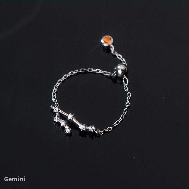 Dámsky strieborný prsteň s 925 v kórejskom štýle, módny, s diamantmi vsadenými, dvanástimi súhvezdiami, elegantný prsteň s svetelnými korálkami, ukazovák, dámsky prsteň J4963