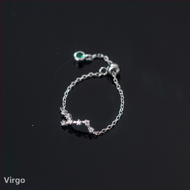 Dámsky strieborný prsteň s 925 v kórejskom štýle, módny, s diamantmi vsadenými, dvanástimi súhvezdiami, elegantný prsteň s svetelnými korálkami, ukazovák, dámsky prsteň J4963