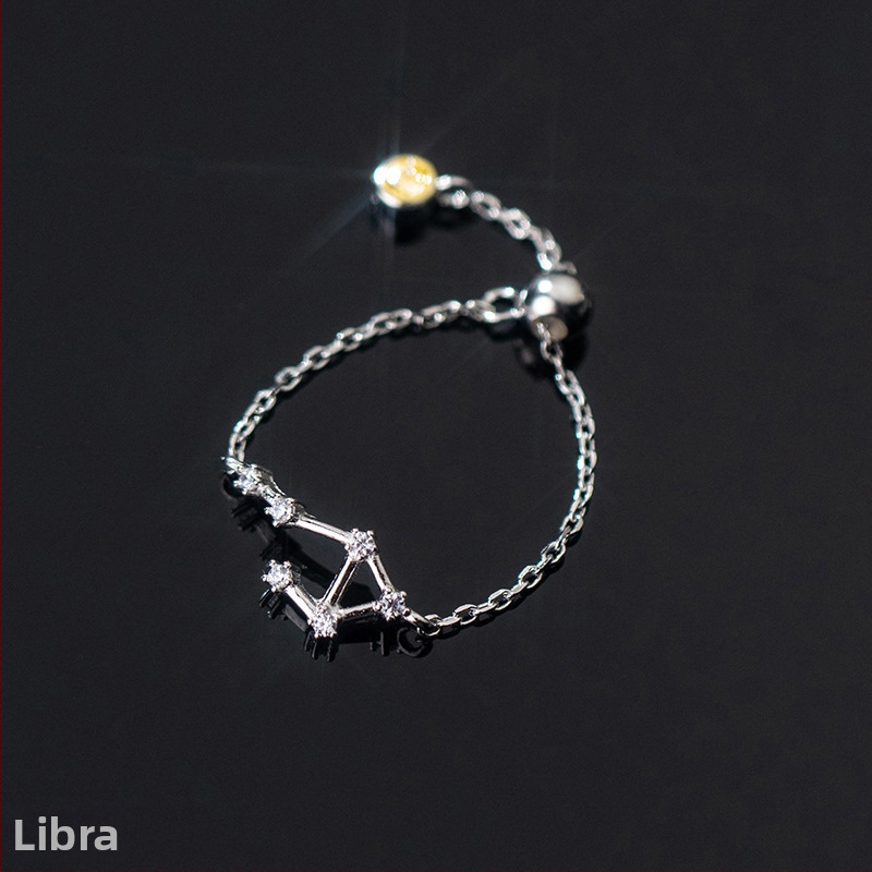 Dámsky strieborný prsteň s 925 v kórejskom štýle, módny, s diamantmi vsadenými, dvanástimi súhvezdiami, elegantný prsteň s svetelnými korálkami, ukazovák, dámsky prsteň J4963