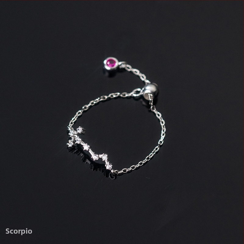 Dámsky strieborný prsteň s 925 v kórejskom štýle, módny, s diamantmi vsadenými, dvanástimi súhvezdiami, elegantný prsteň s svetelnými korálkami, ukazovák, dámsky prsteň J4963