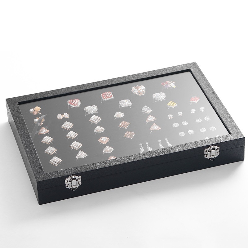 Didelės talpos aksominė žiedų, papuošalų laikymo dėžutė, permatoma padėklo, papuošalų, karolių, papuošalų dėžutė, laikymo dėžutė