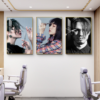 Фризьор Декоративна картина Стенопис Бръснарница Кибер Знаменитост Прическа Креативна Висяща Картина Бар Фризьорски Салон Фон Стена