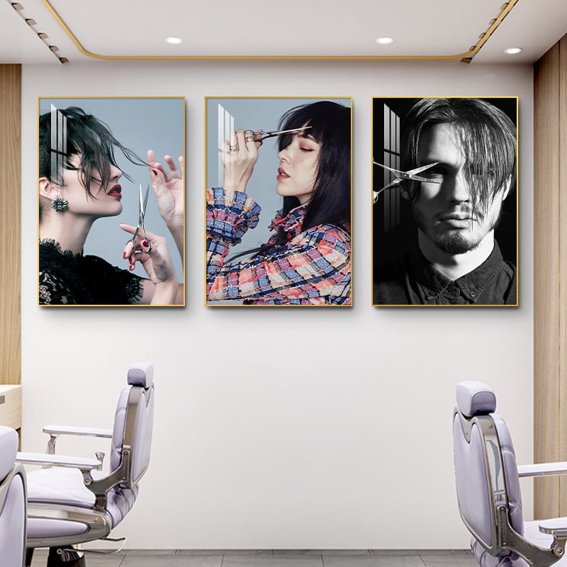 Pictură decorativă pentru salon de coafură, frizerie, mural, cibernetic, coafură celebră, creativ, agățat, pictură pentru bar, fundal pentru salon de coafură, perete
