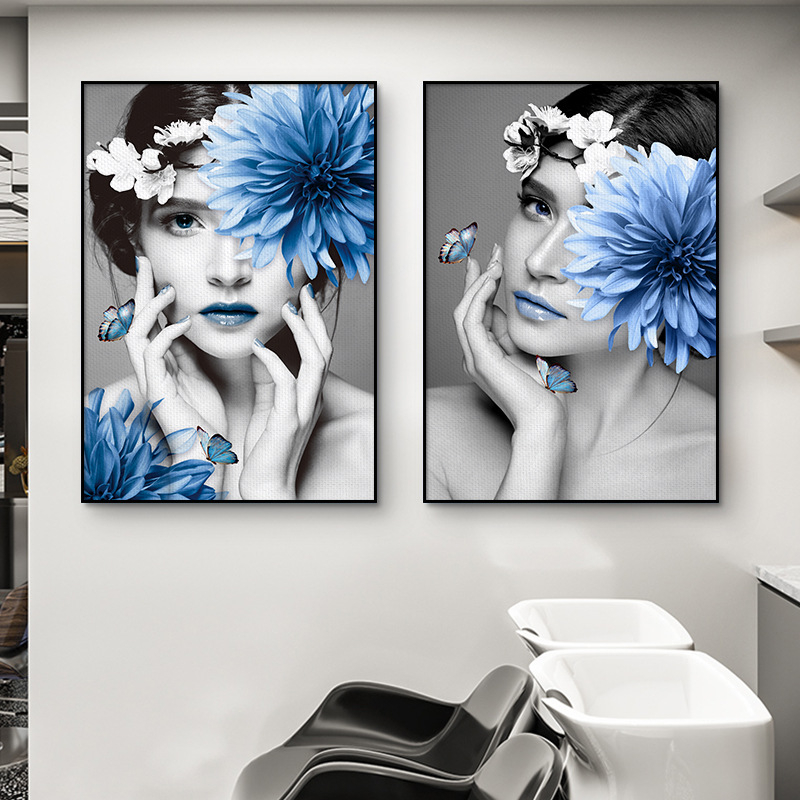 Фризьор Декоративна картина Стенопис Бръснарница Кибер Знаменитост Прическа Креативна Висяща Картина Бар Фризьорски Салон Фон Стена