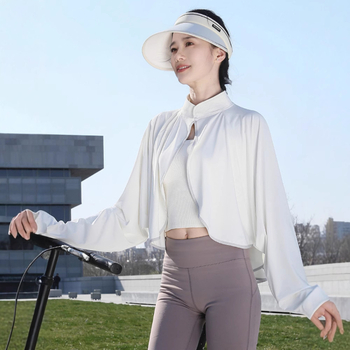 Siidist UV-kattega pikkade varrukatega lahtise kaitsega jope, õhuke välisjoon, jalgrattasõiduks mõeldud naiste õlasall, hingav, sõidujakk