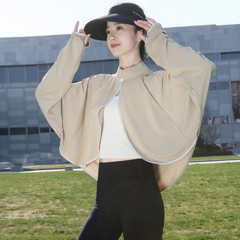 Siidist UV-kattega pikkade varrukatega lahtise kaitsega jope, õhuke välisjoon, jalgrattasõiduks mõeldud naiste õlasall, hingav, sõidujakk