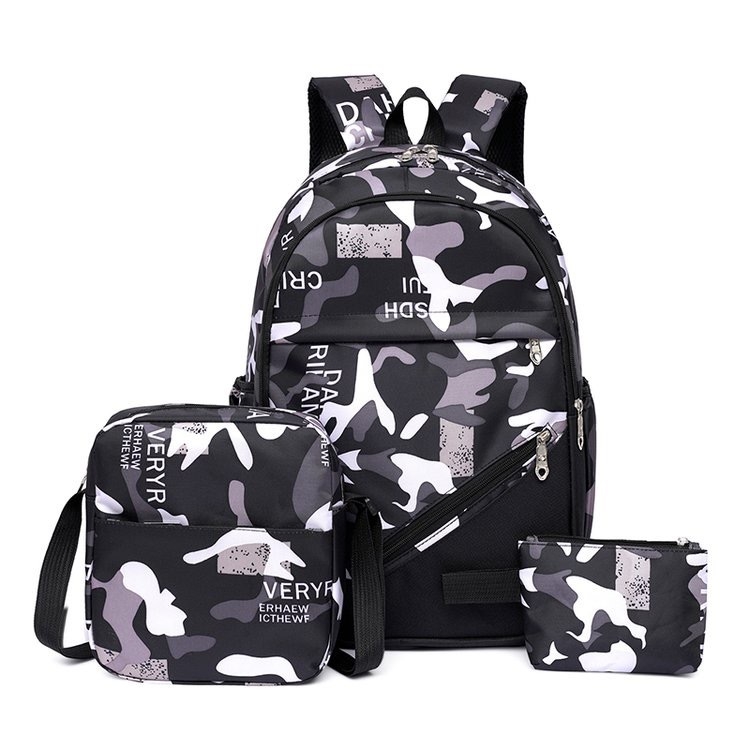 Uus suure mahutavusega kolmeosaline seljakott trendikas õpilastele, meestele ja naistele, keskkooliõpilastele, tähistaeva kamuflaažtrükiga seljakott