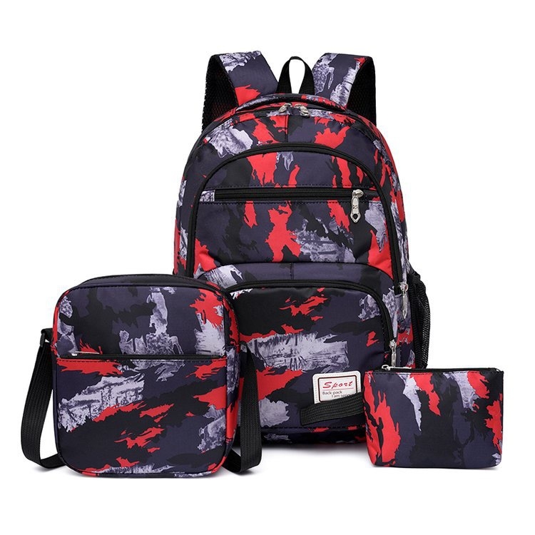 Uus suure mahutavusega kolmeosaline seljakott trendikas õpilastele, meestele ja naistele, keskkooliõpilastele, tähistaeva kamuflaažtrükiga seljakott