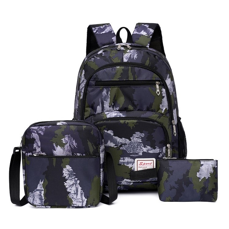 Uus suure mahutavusega kolmeosaline seljakott trendikas õpilastele, meestele ja naistele, keskkooliõpilastele, tähistaeva kamuflaažtrükiga seljakott