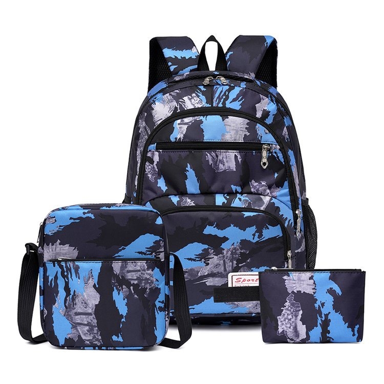 Uus suure mahutavusega kolmeosaline seljakott trendikas õpilastele, meestele ja naistele, keskkooliõpilastele, tähistaeva kamuflaažtrükiga seljakott