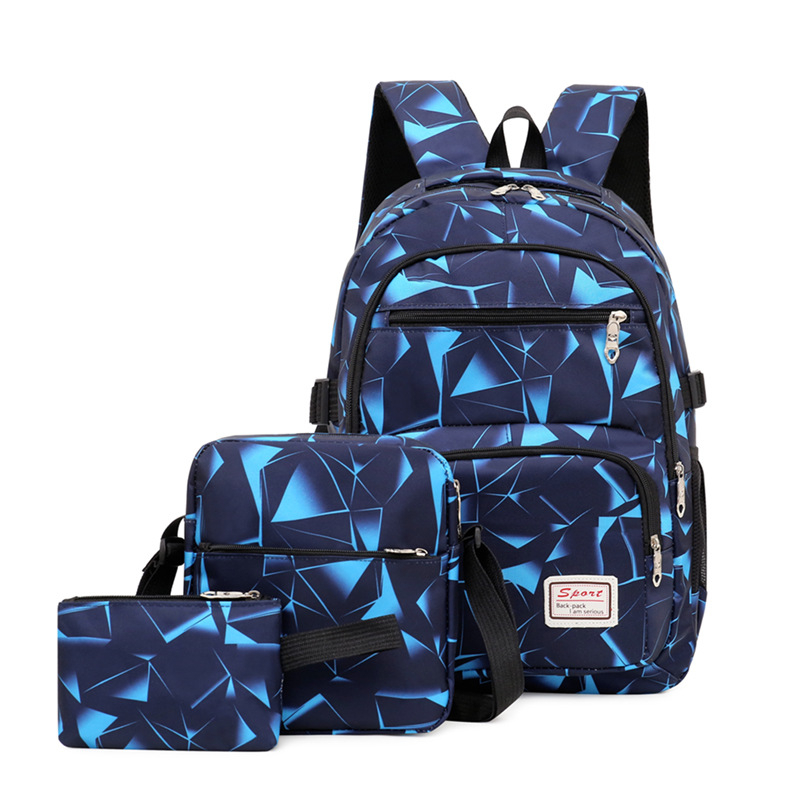 Rucsac nou de mare capacitate, din trei piese, la modă, pentru studenți, pentru bărbați și femei, pentru liceu, cu imprimeu de camuflaj Starry Sky