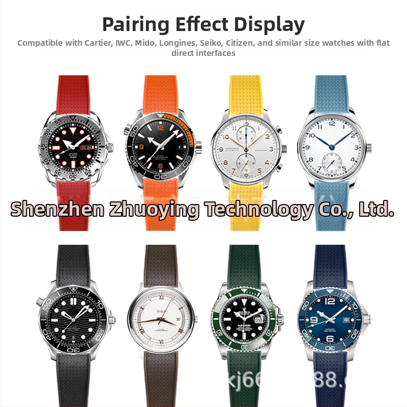 Флуорокаучуковата каишка за часовник с бързо освобождаване е подходяща за аксесоари за часовници Omega Seiko Xitiecheng с двойна преса тип „пеперуда“ 20/22 мм.