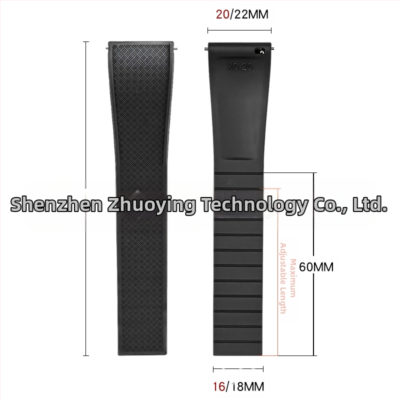 Флуорокаучуковата каишка за часовник с бързо освобождаване е подходяща за аксесоари за часовници Omega Seiko Xitiecheng с двойна преса тип „пеперуда“ 20/22 мм.