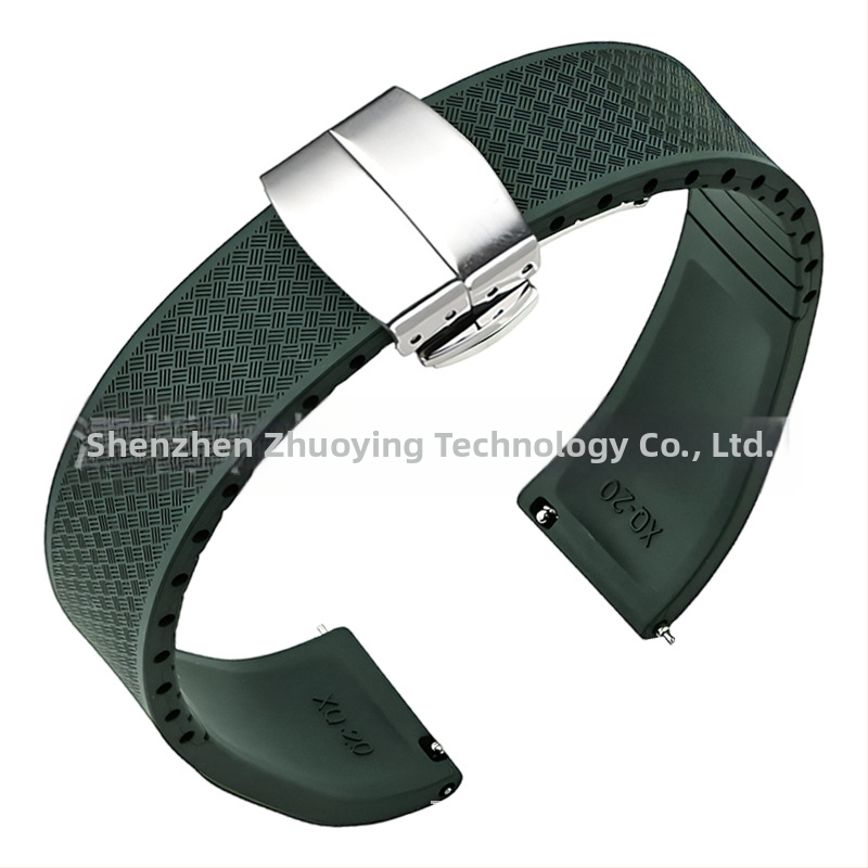 Fluoru gumijas ātrās atbrīvošanas pulksteņa siksniņa ir piemērota Omega Seiko Xitiecheng dubultspiedes tauriņa sprādzes 20/22 mm pulksteņu aksesuāriem.