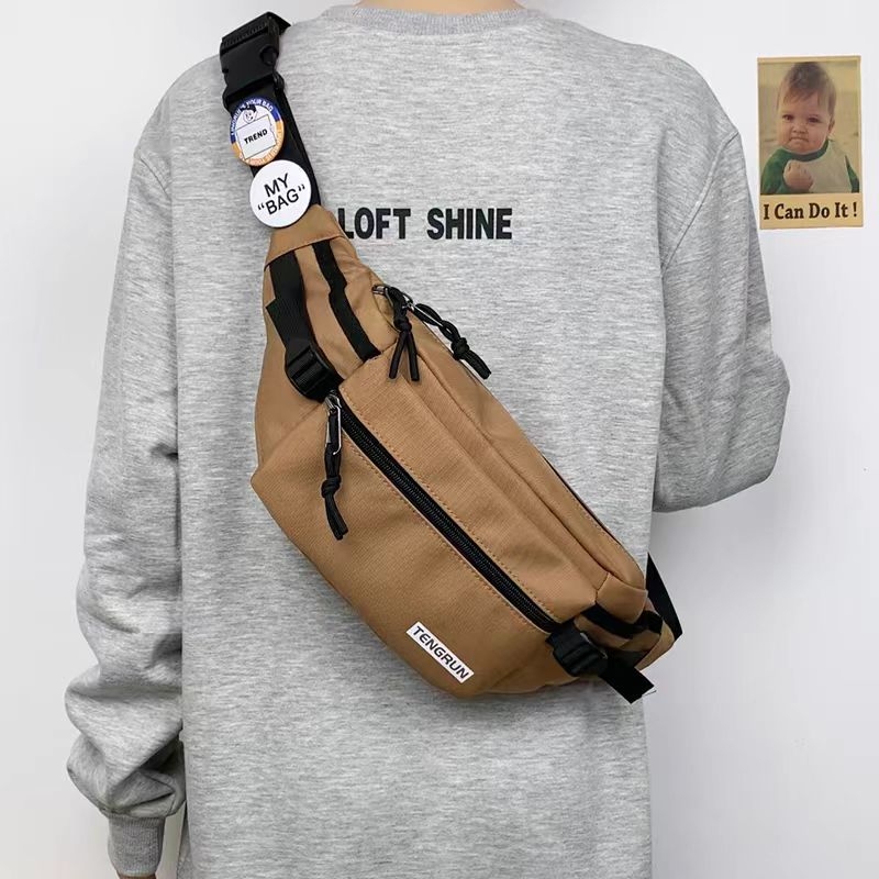 Vīriešu krūšu soma, moderna ielas mugursoma, maza mugursoma, sieviešu modes ikdienas japāņu stila jostas soma, moderna zīmola plecu soma