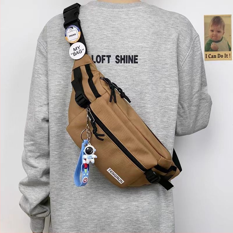 Vīriešu krūšu soma, moderna ielas mugursoma, maza mugursoma, sieviešu modes ikdienas japāņu stila jostas soma, moderna zīmola plecu soma