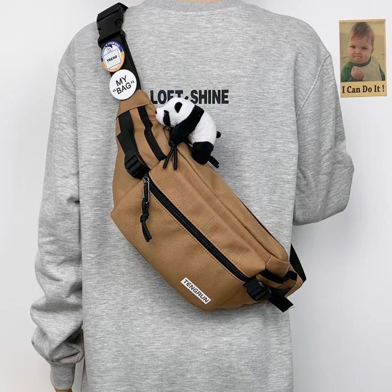 Vīriešu krūšu soma, moderna ielas mugursoma, maza mugursoma, sieviešu modes ikdienas japāņu stila jostas soma, moderna zīmola plecu soma