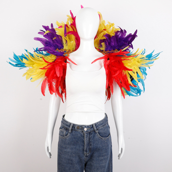 Plunksnų skara, apsiaustas, Helovino karnavalo kostiumas, šou, šokių liemenė, netikra apykaklė, apsiaustas