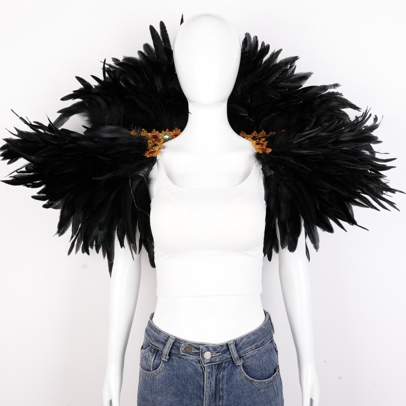 Plunksnų skara, apsiaustas, Helovino karnavalo kostiumas, šou, šokių liemenė, netikra apykaklė, apsiaustas