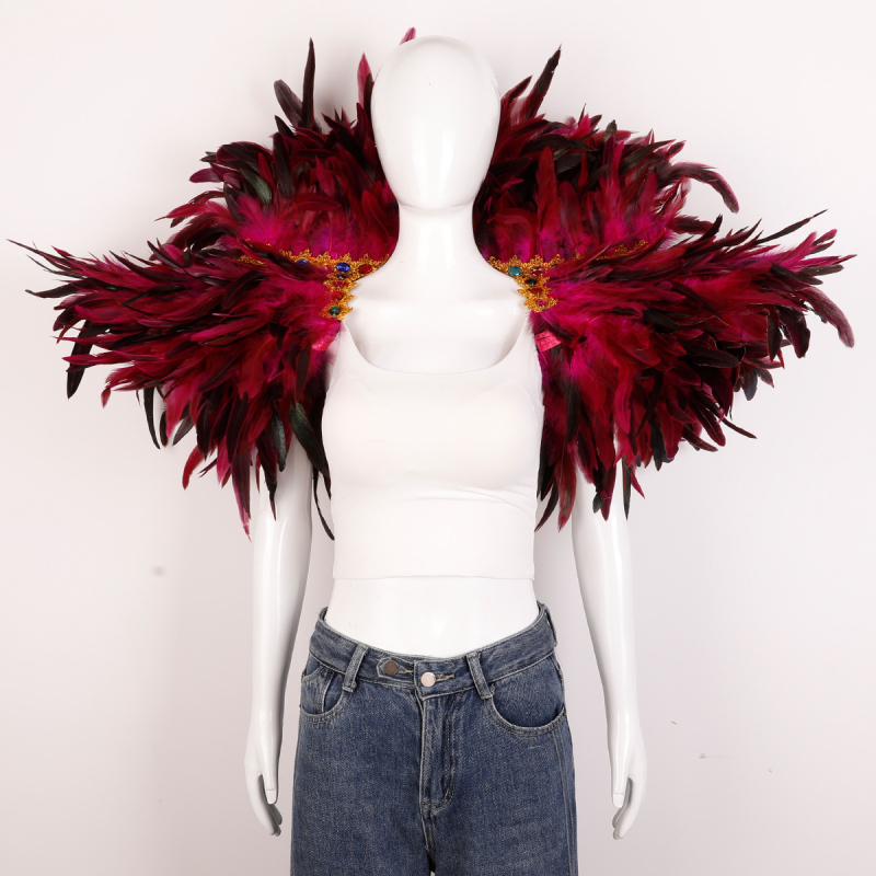 Plunksnų skara, apsiaustas, Helovino karnavalo kostiumas, šou, šokių liemenė, netikra apykaklė, apsiaustas