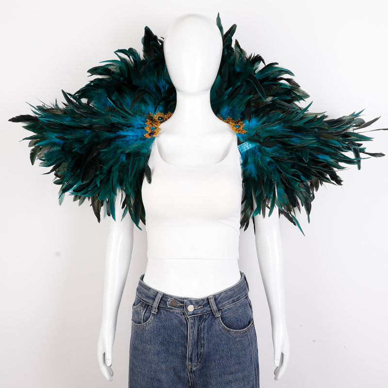 Plunksnų skara, apsiaustas, Helovino karnavalo kostiumas, šou, šokių liemenė, netikra apykaklė, apsiaustas