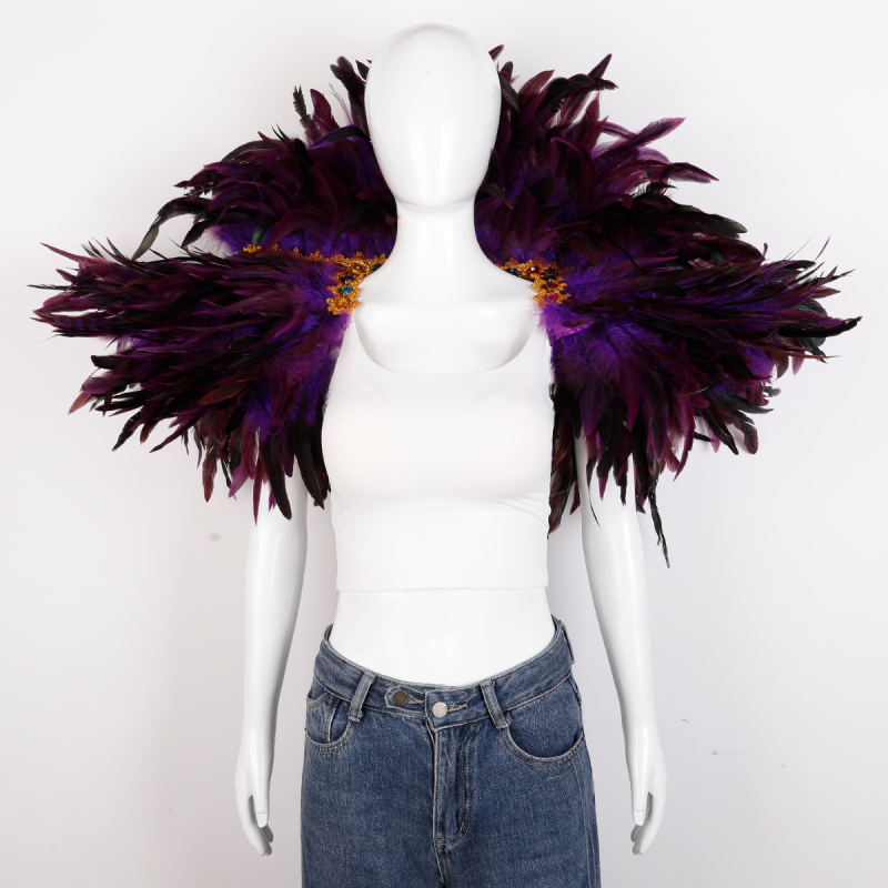 Plunksnų skara, apsiaustas, Helovino karnavalo kostiumas, šou, šokių liemenė, netikra apykaklė, apsiaustas