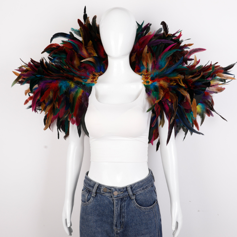 Plunksnų skara, apsiaustas, Helovino karnavalo kostiumas, šou, šokių liemenė, netikra apykaklė, apsiaustas