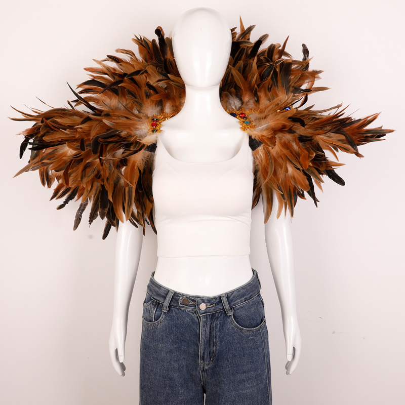 Plunksnų skara, apsiaustas, Helovino karnavalo kostiumas, šou, šokių liemenė, netikra apykaklė, apsiaustas