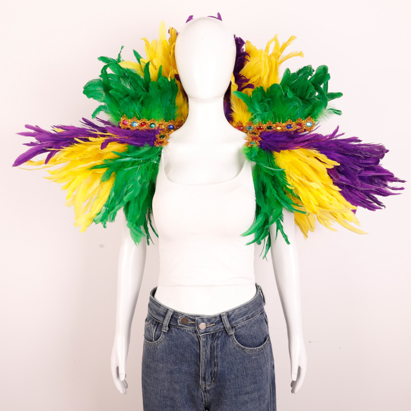 Plunksnų skara, apsiaustas, Helovino karnavalo kostiumas, šou, šokių liemenė, netikra apykaklė, apsiaustas