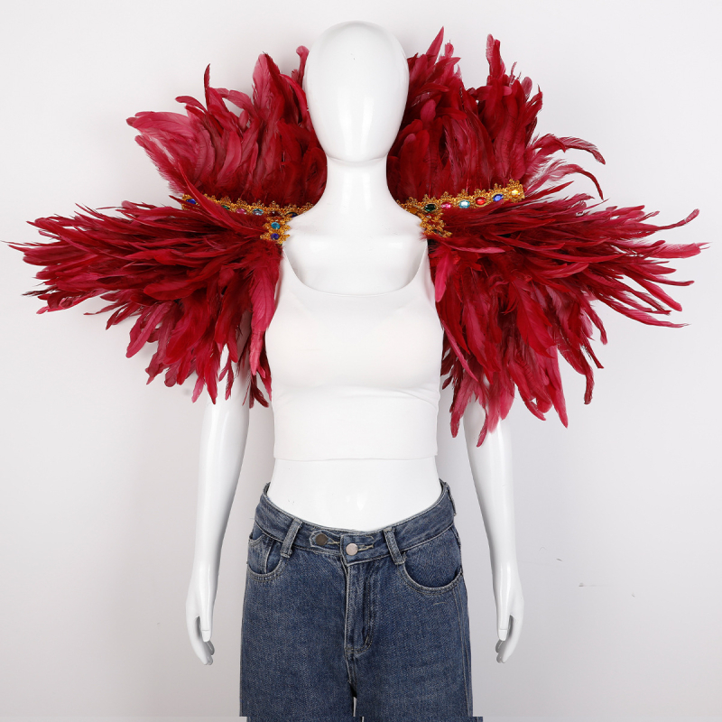 Plunksnų skara, apsiaustas, Helovino karnavalo kostiumas, šou, šokių liemenė, netikra apykaklė, apsiaustas