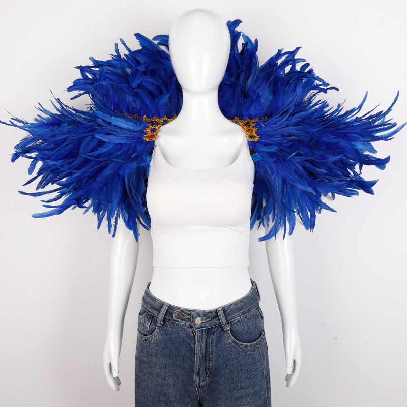 Plunksnų skara, apsiaustas, Helovino karnavalo kostiumas, šou, šokių liemenė, netikra apykaklė, apsiaustas