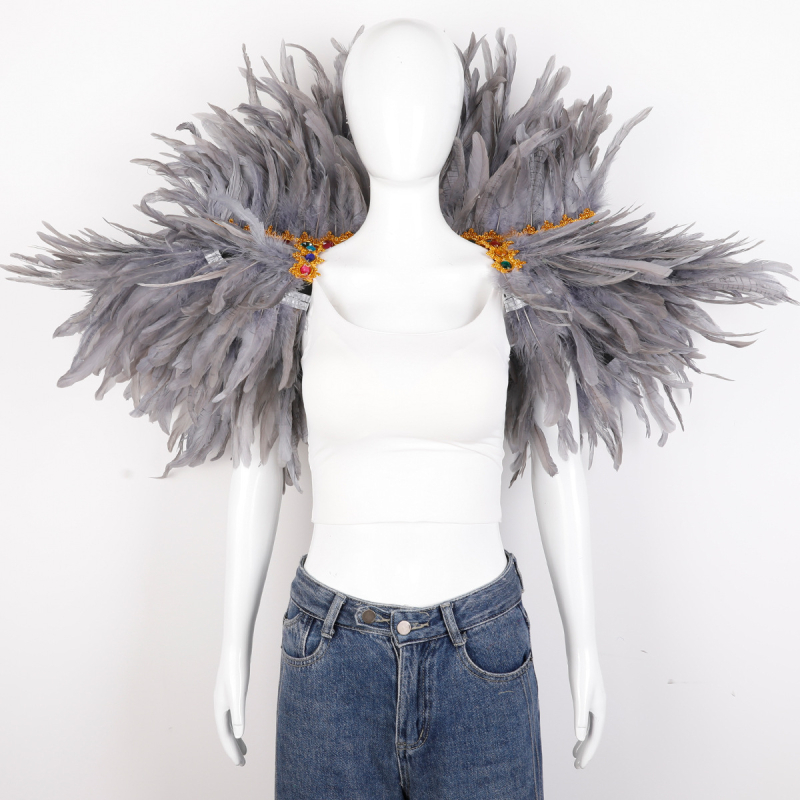 Plunksnų skara, apsiaustas, Helovino karnavalo kostiumas, šou, šokių liemenė, netikra apykaklė, apsiaustas