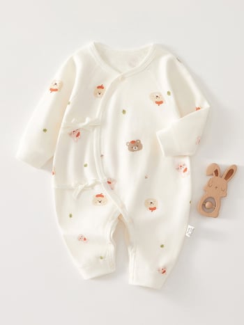 Novorođeni pamuk rompers u monaškom stilu, dugih rukava, unisex, 0-6 mjeseci