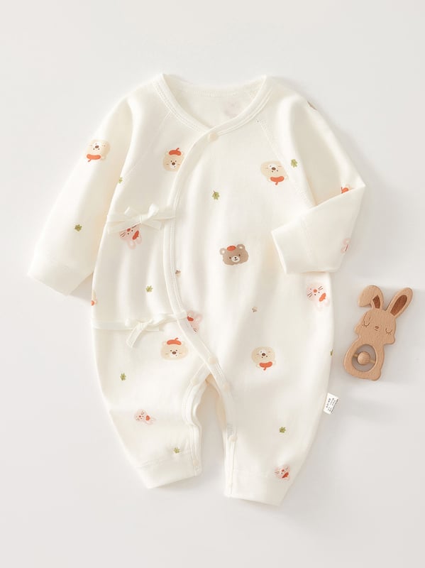 Novorođeni pamuk rompers u monaškom stilu, dugih rukava, unisex, 0-6 mjeseci