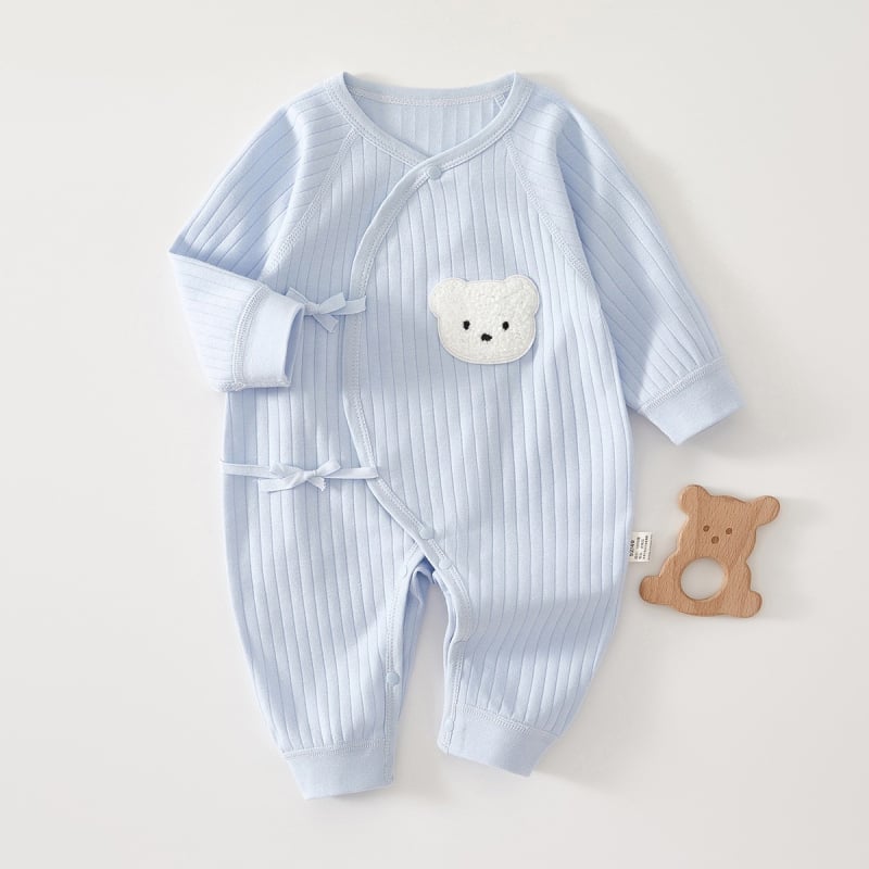 Novorođeni pamuk rompers u monaškom stilu, dugih rukava, unisex, 0-6 mjeseci