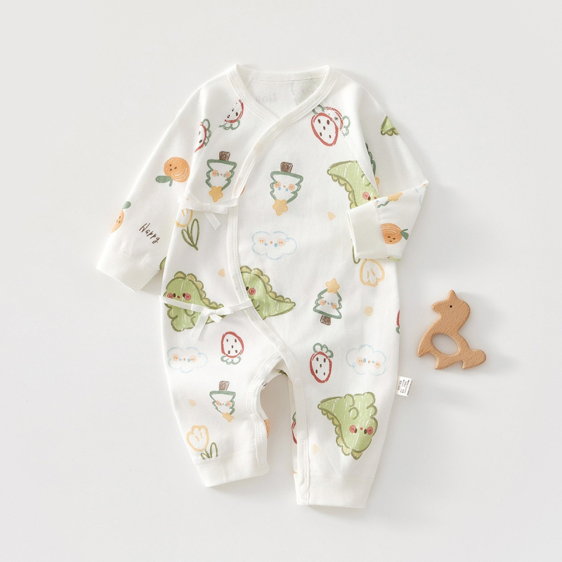 Novorođeni pamuk rompers u monaškom stilu, dugih rukava, unisex, 0-6 mjeseci