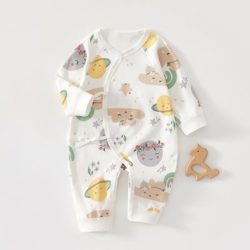 Novorođeni pamuk rompers u monaškom stilu, dugih rukava, unisex, 0-6 mjeseci