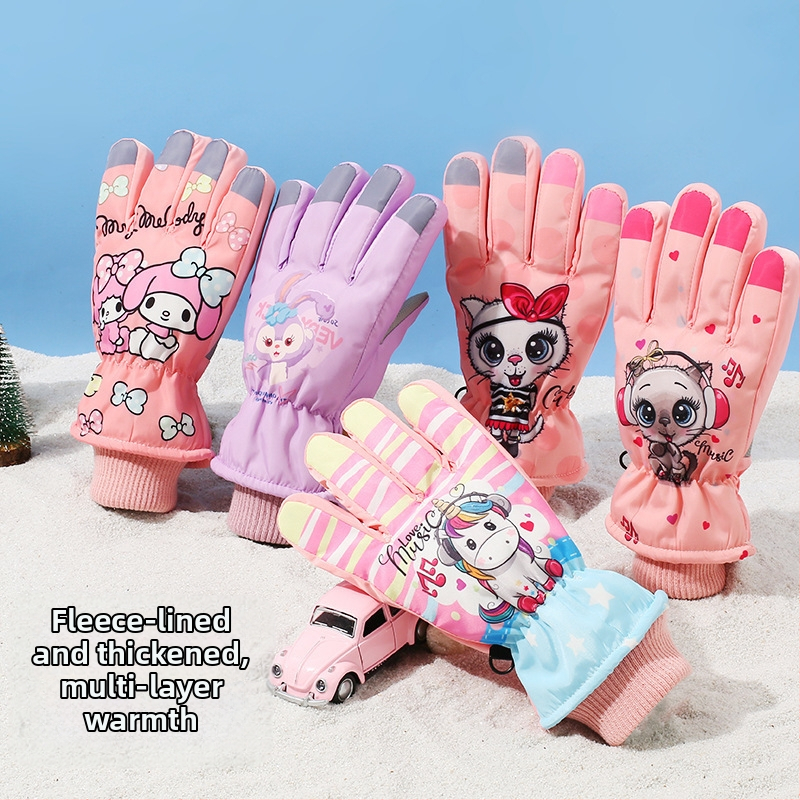 Gyermek síkesztyűk Gyermek meleg hóban játszó vízálló téli baba fiúknak és lányoknak bársony vastagított diák kerékpáros kesztyűk