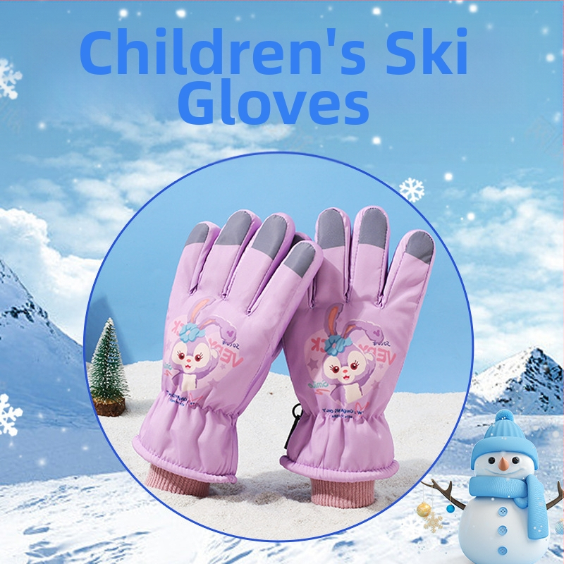Детски ски ръкавици, детски топли снежни игри, водоустойчиви зимни кадифени удебелени ръкавици за колоездене за бебета и момичета
