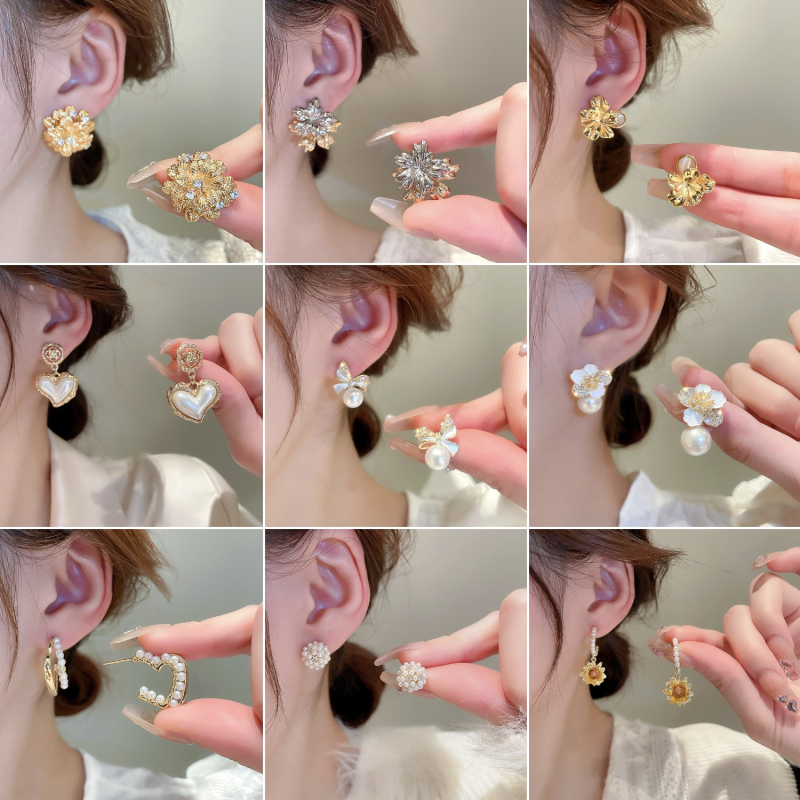 Franču super feju ziedu pušķīšu auskari sievietēm, viegli, grezni, nišas, daudzpusīgi auskari, retro, augstas klases, modes auskari vairumtirdzniecībā